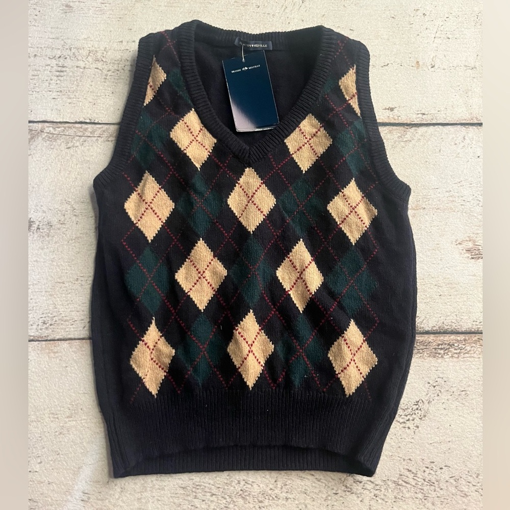 Brandy Melville, Black, green and cream argyle sweater vest.